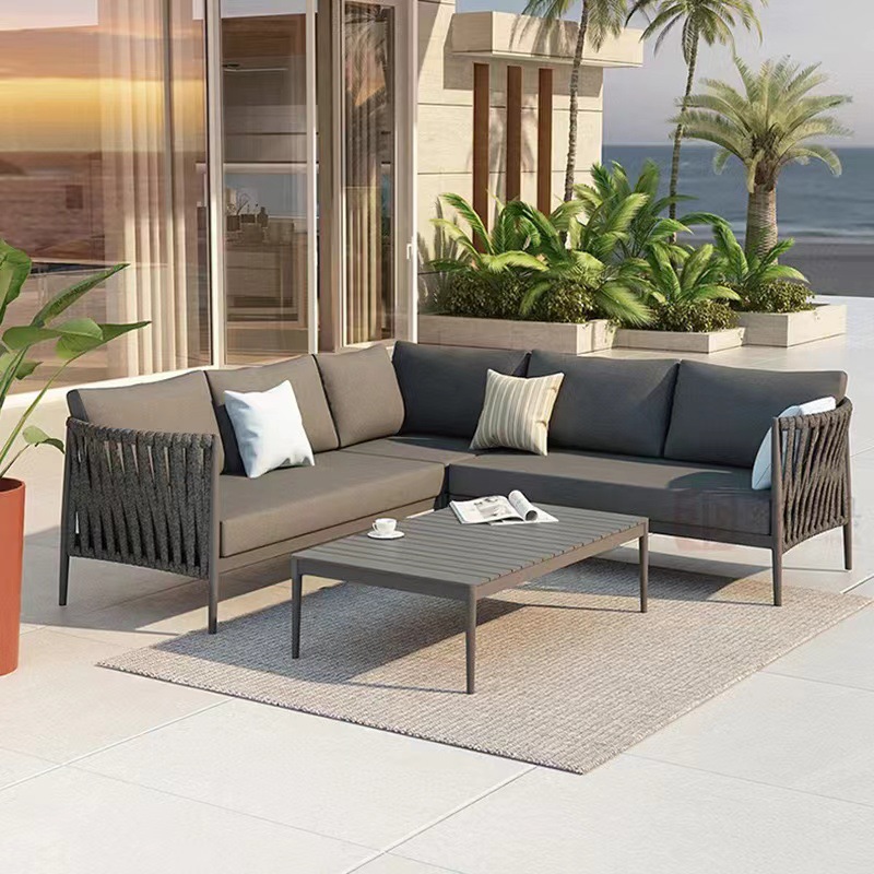 Sofá al aire libre Teslin banda balcón patio jardín villa hotel residencial sala de estar al aire libre combinación de sofá