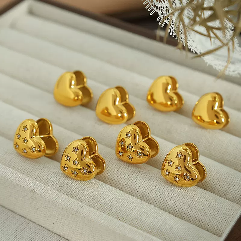 气质爱心光面耳夹小众设计感水钻耳扣2024新款潮秋冬高级感耳饰女