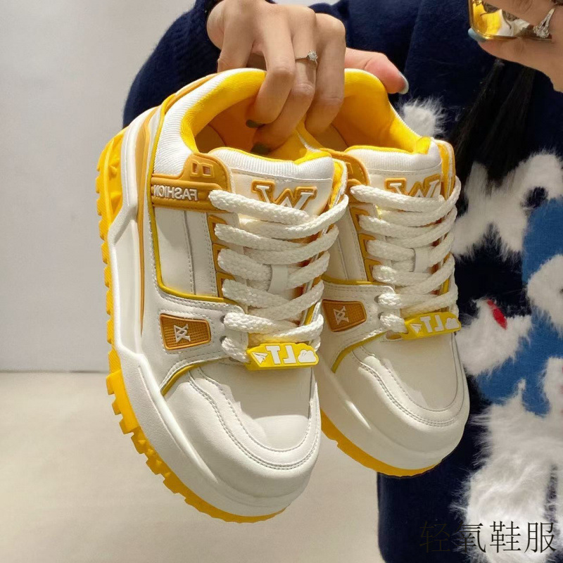 运动系带面包2025多巴胺新款厚底松糕小胖休闲板鞋小白运动鞋开学|undefined