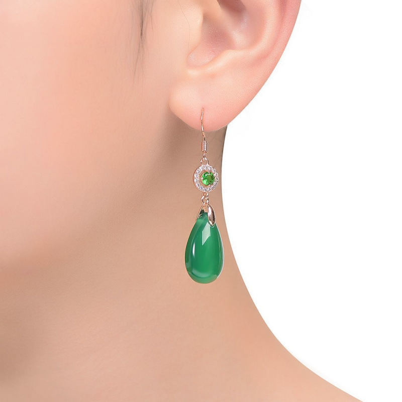 귀걸이 숙녀 23 새로운 S 항 알레르기 기질 등급 옥 귀걸이 AGATE 귀걸이 여성