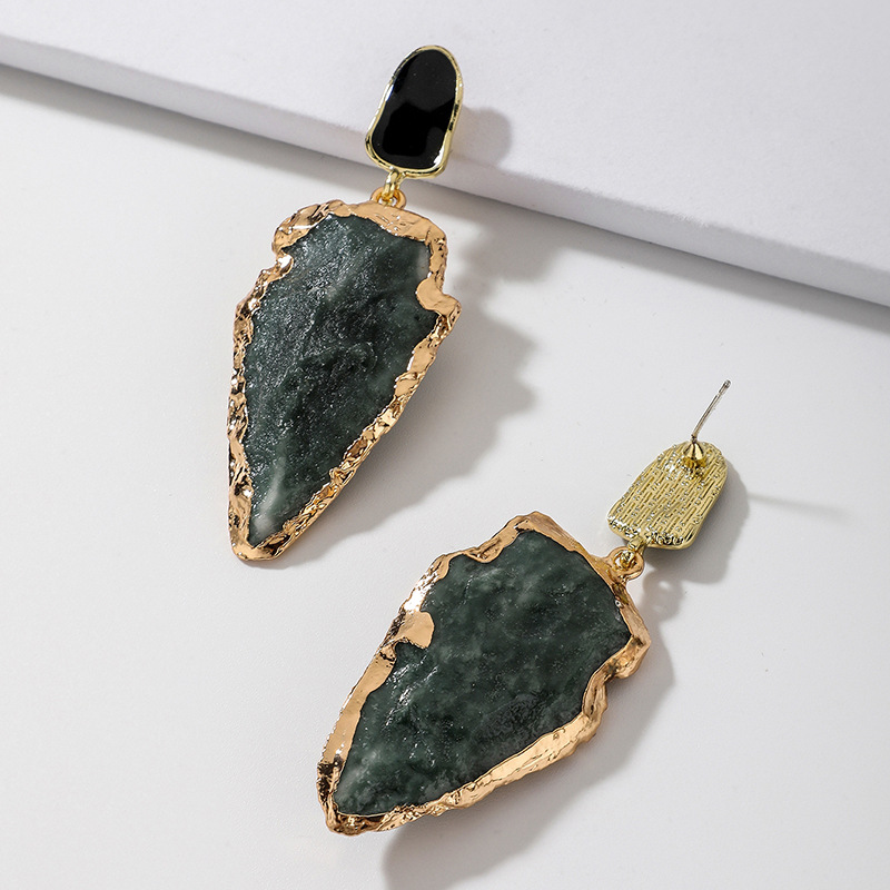 Aretes Retro Con Forma De Gota De Piedra De Imitación Verde display picture 5