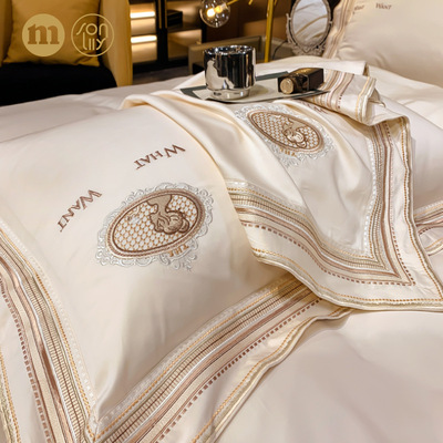 High-end 100 Cotton Light extravagance Four piece suit Cotton pure cotton European style Embroidery sheet Quilt cover The bed Supplies 4