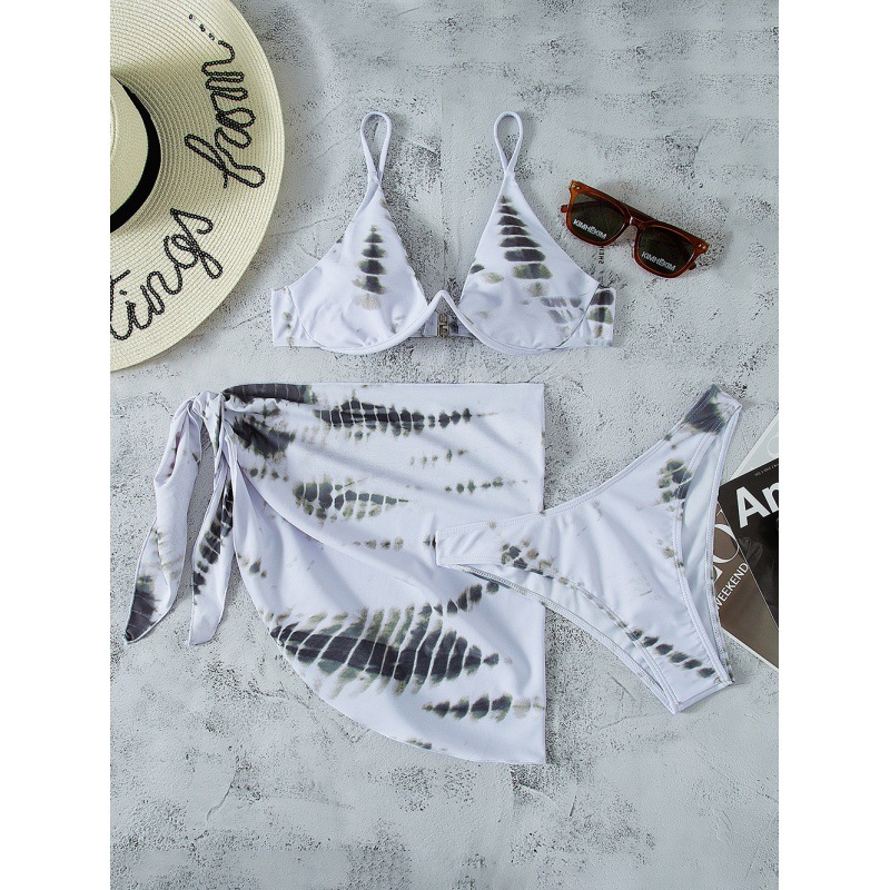 Mingyi nuevo europeo y americano sexy multi-color impreso playa bikini mujer traje de baño de tres piezas de mujer