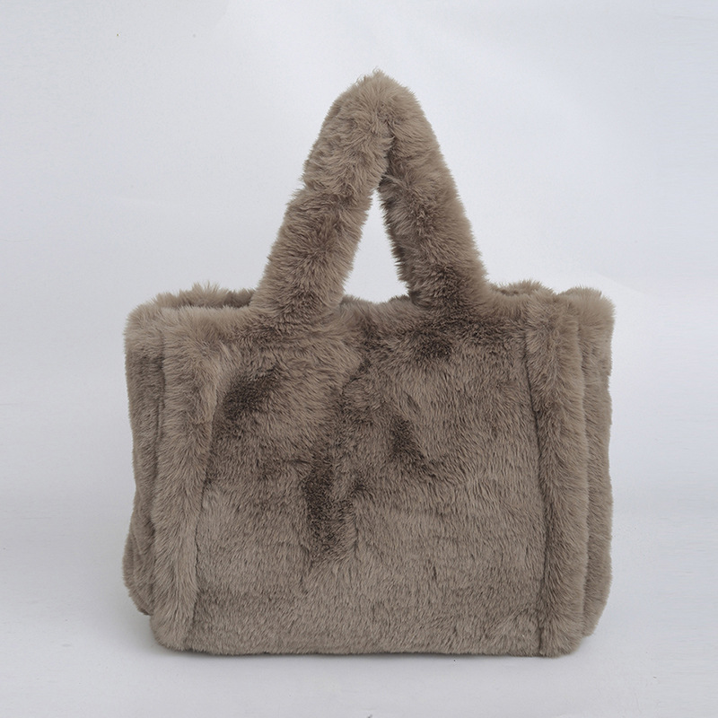 Bolsa de lana de mujeres otoño invierno bolsa de mano casual bolsa de hombro de moda bolsa de brazo de gran capacidad bolsa de mano bolsa de peluche