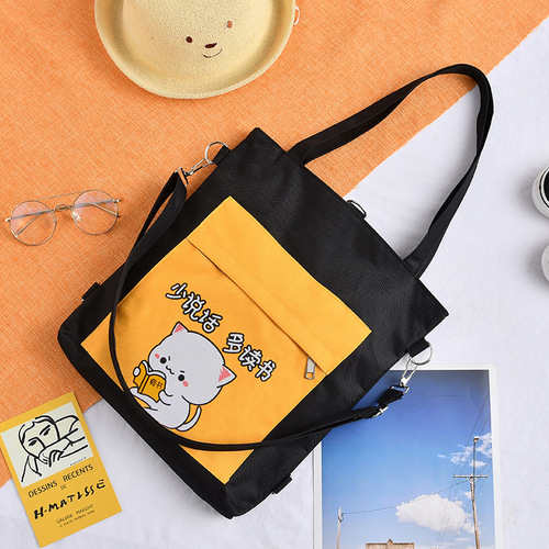 Large-capacity shoulder bag female student tutoring handbag cute multi-purpose backpack male versatile crossbody canvas bag