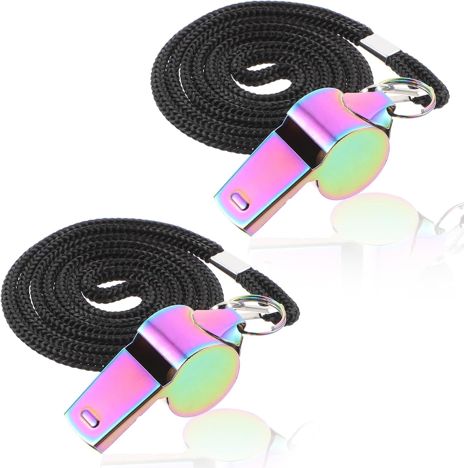 Authentic 304 Stainless Steel Dazzling 7-Color Whistle Outdoor Survival Lifesaving Coach Football Referee Whistle Vacuum Color Preservation