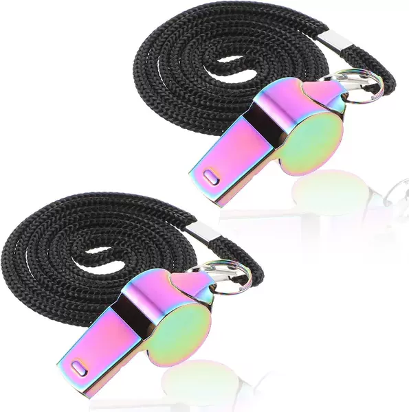 Authentic 304 Stainless Steel Dazzling 7-Color Whistle Outdoor Survival Lifesaving Coach Football Referee Whistle Vacuum Color Preservation