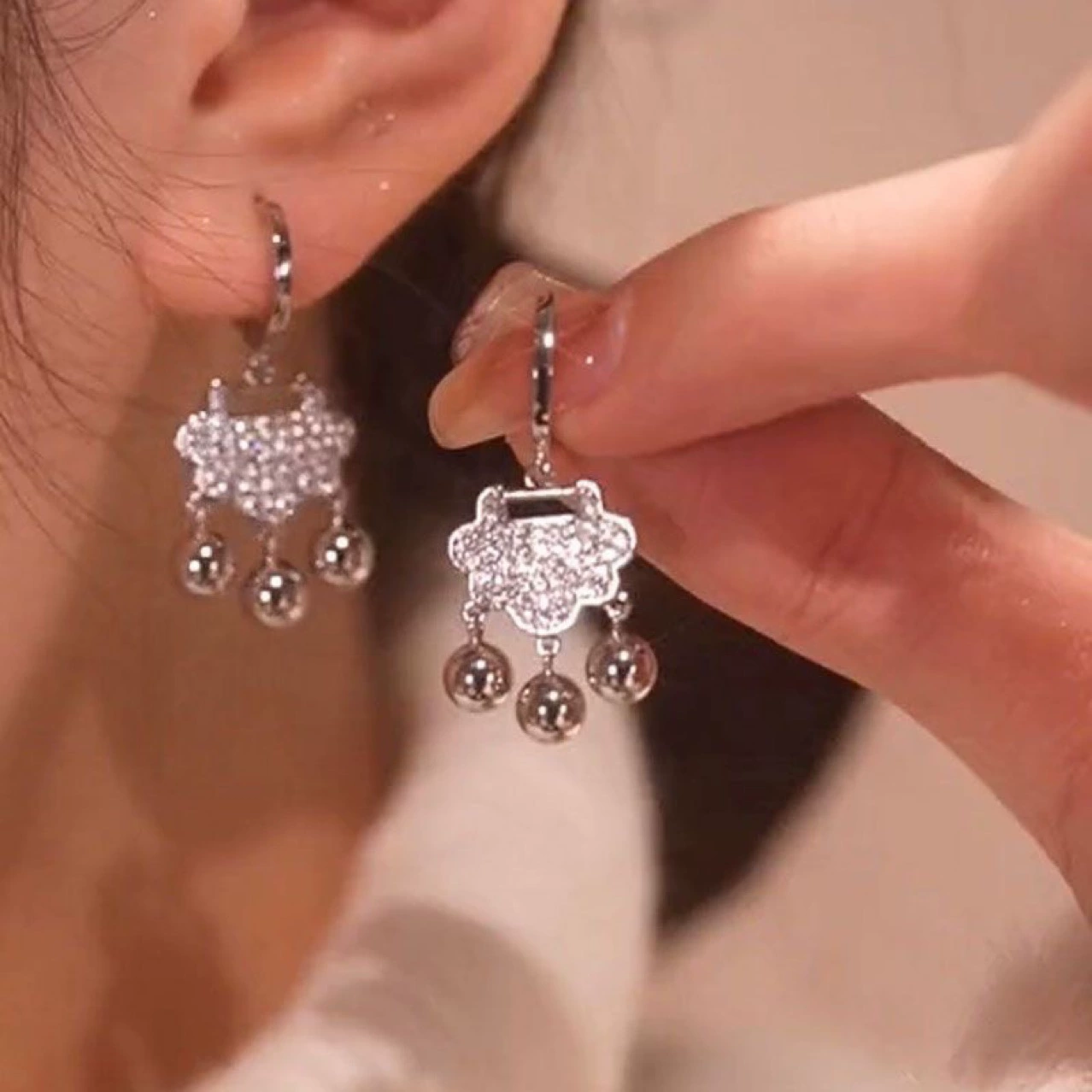 Серьги Ping An Lock женские легкие Роскошные модные серьги-кольца в один шаг на один Персонализированные Популярные в Интернете универсальные серьги в стиле ретро в национальном стиле
