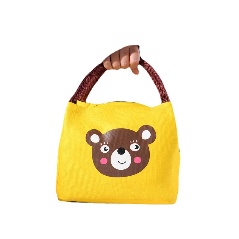 곰 캐릭터 옥스퍼드 보온 도시락 가방 22x15x17cm