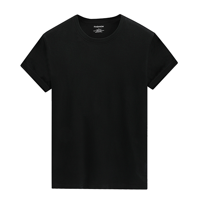 Hombre blanco camiseta de manga corta marca de moda de verano media manga camiseta de algodón Xinjiang ropa negra sólida camiseta de base casual image 7