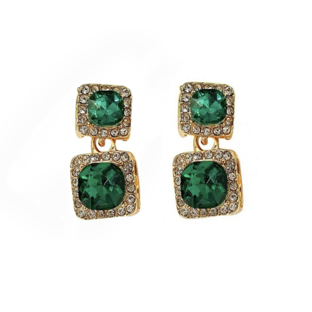 Pendientes de borla geométrica con incrustaciones de diamantes vintage de mediana edad Pendientes de viento de palacio de temperamento de nicho Pendientes de lujo ligero de alta calidad