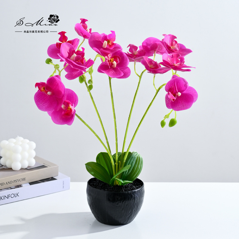 Flor falsa 5 tenedor 15 sensación de orquídea mariposa bonsai fábrica de flores de decoración directa para el hogar adornos de imitación maceta image 7