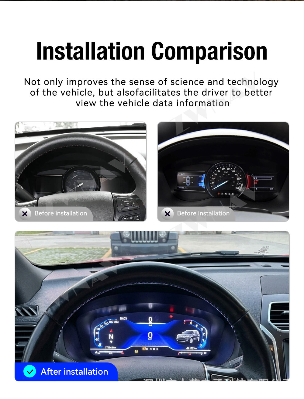 Applicable to 2017-2018 Ford Explorer upgrade to full LCD dashboard 12.3inch Multiple UI odometer