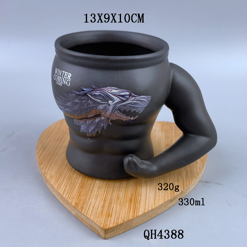 Taza de cerámica creativa de los hombres del músculo taza de los hombres feroces negros taza práctica taza de cerámica divertida taza de café