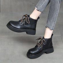 韩版厚底马丁靴女2025秋冬新款单靴软底英伦风低帮加绒保暖小短靴