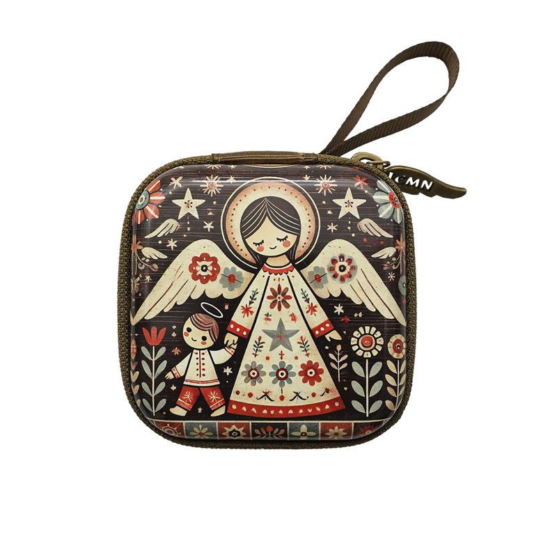 Metal Zipper Feather Style Icmn Icarno Guardian Angel Cartoon Coin Purse Portable Original Design 7X7Cm Metal Zipper Feather Style Icmn Icarno Guardian Angel Cartoon Coin Purse Portable Original Design 7X7Cm