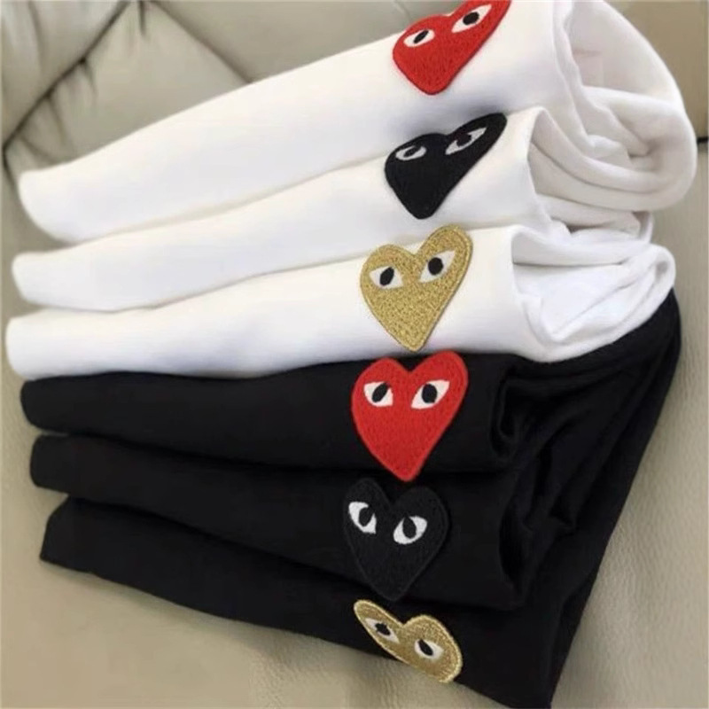 Pure Cotton Half-Sleeve T-Shirt, Regular Shoulder Short-Sleeve T-Shirt, Unisex Round Neck Summer Embroidered Heart T-Shirt, Trendy Brand
