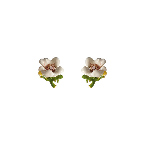 ins forest super fairy enamel oil dripping flower earrings Korean sweet fashion earrings summer new trendy ear jewelry