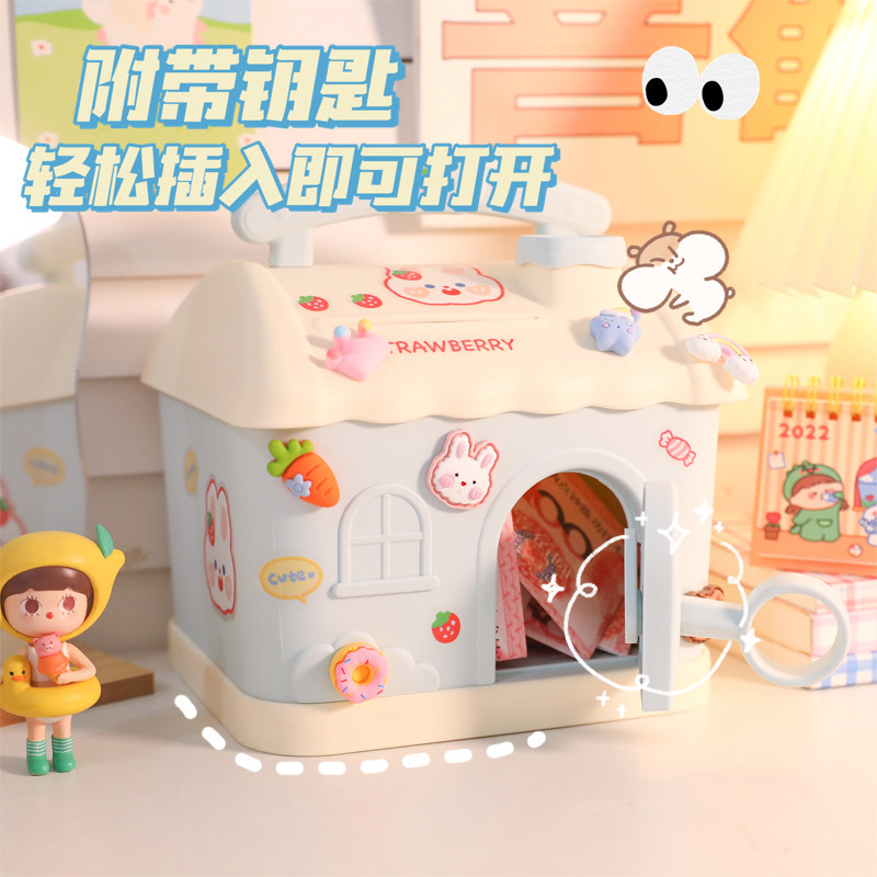 2022 New Piggy Bank Internet Celebrity Cute Girl Piggy Bank Small House Money Box Children New Year Gift