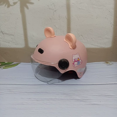 Motosiklet kaskı (dəbilqə) Vehicle Motorcycle Kidsren's Helmet Cute - no-15-light-pink-pink-bear-ears-1-5-years-old-short-lens-3c