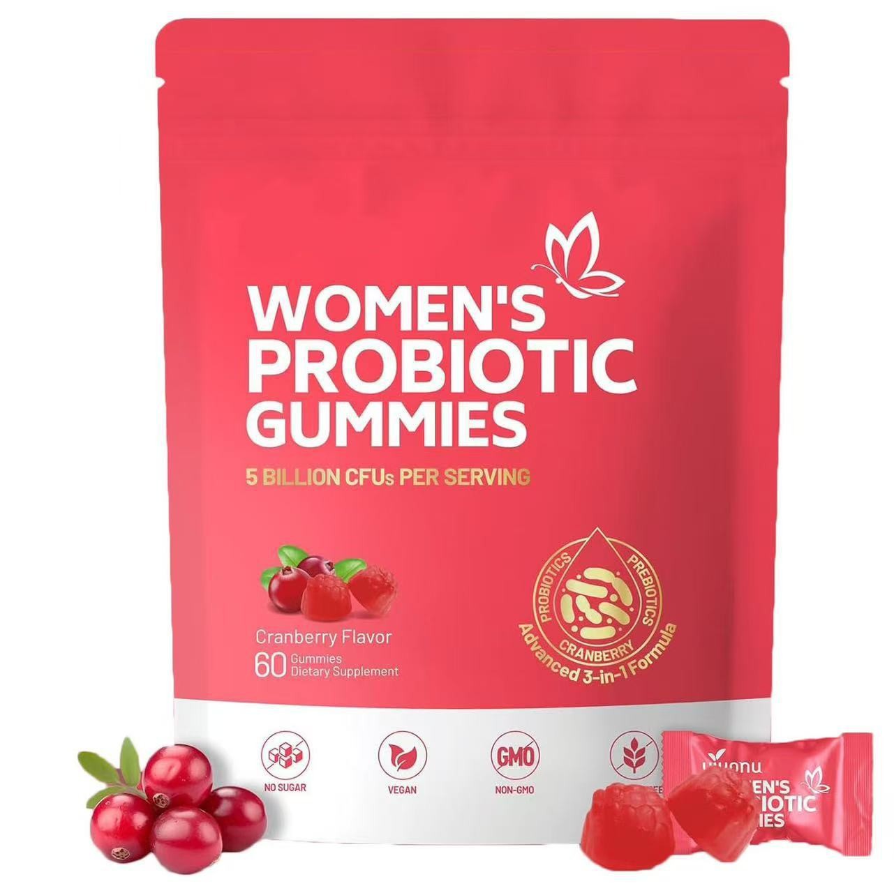Tk's Popular Probiotic Gummies for Women, Cranberry Gummies, Cranberry Flavor