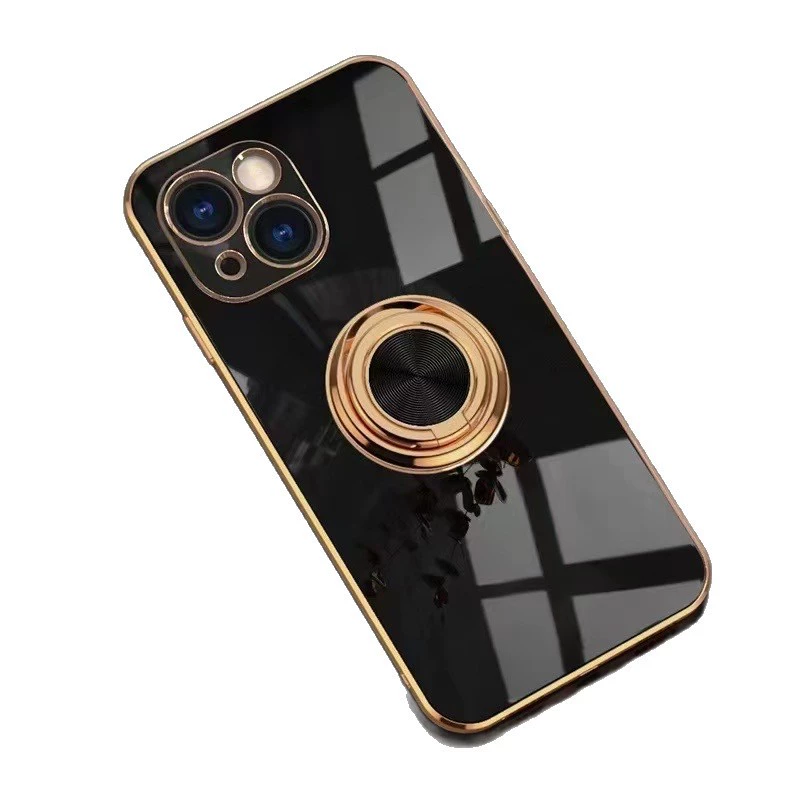 Чехол для телефона (Apple) совместимый с iPhone 13–17 серия, глянцевая задняя панель с держателем для кольца, несколько цветов