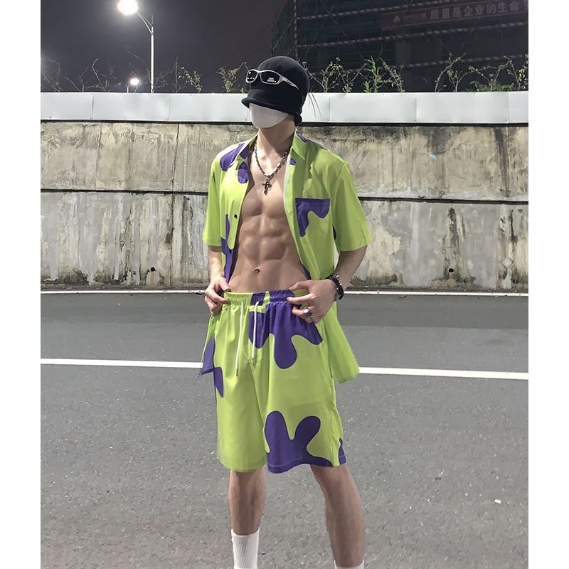 Summer New Patrick Sleeping Shorts Men's Beach Pants Hawaiian suit Shirt Sports Casual Pajama Pants