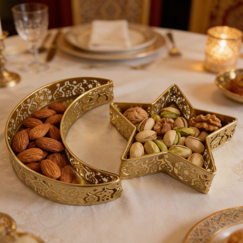 Cross-Border Golden Star Moon Iron Tray Set Storage Home Decoration Christmas Retro Holiday Fruit Basket