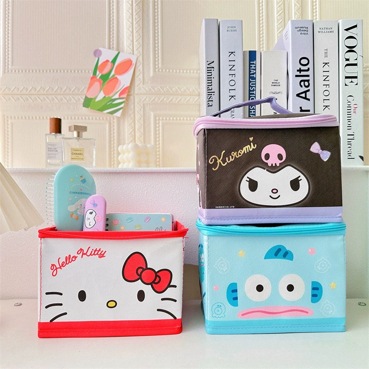 Japanese cute foldable handheld storage box, makeup box, stationery