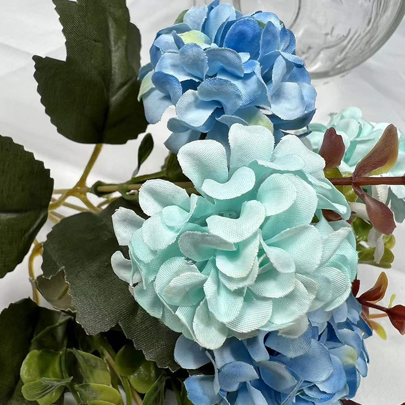 Hortensia artificial 10 cabezas, bola fortuna, decoración hogar, sala, dormitorio, estudio, flor de seda, arreglo floral.