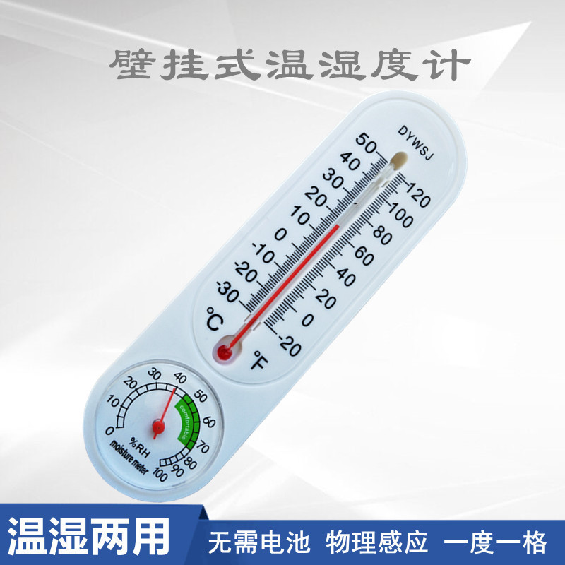 温度计温湿度表指针湿度计养殖种植冷冻DY红水长白条悬挂式温度表