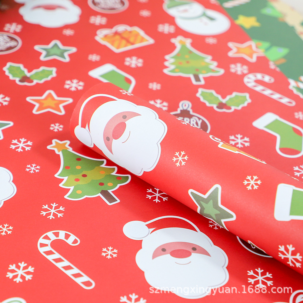 Gran hoja de Navidad decoración de regalo regalo caja de regalo papel de embalaje DIY papel de decoración cubierta de libros de dibujos animados coreanos papel de color