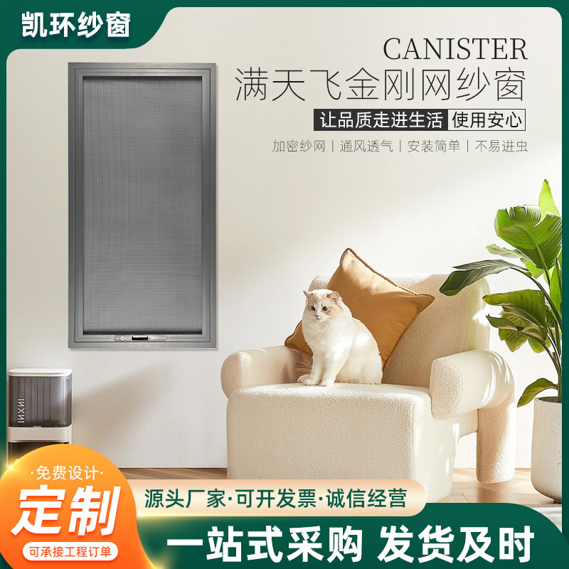 Ventana de pantalla de red de oro tipo empuje de tira tipo bobina telescópico tipo puente de tracción superior y inferior de aleación de aluminio anti-mosquito ventana de bobina de pantalla