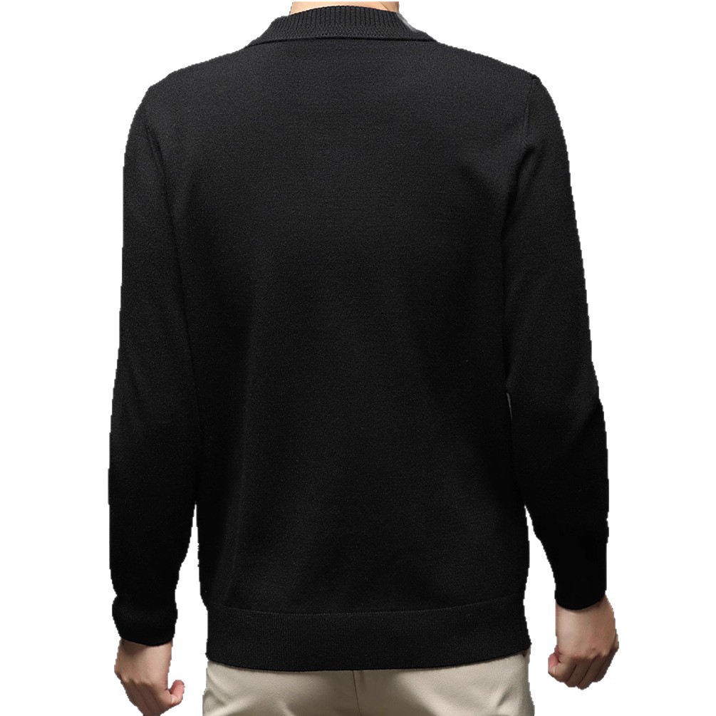 Hombres delgados comercio exterior de manga larga jersey de punto de mediana edad primavera y otoño nuevo suéter casual de cuello de tijeras