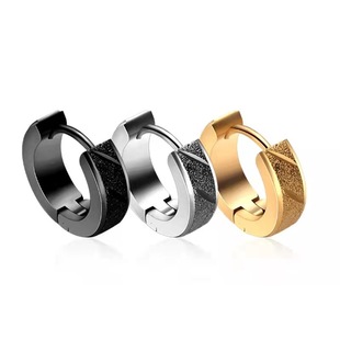 Cross-border factory direct sales titanium steel stainless steel round matte pressure sand split flower earrings earrings earrings for men and women
