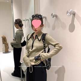 法式针织衫秋冬季设计感拉链打底衫女温柔风气质内搭长袖针织上衣