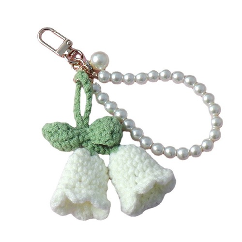 High-quality bellflower pendant, cute forest style finished handmade knitting bag keychain hanging decoration hook weaving 