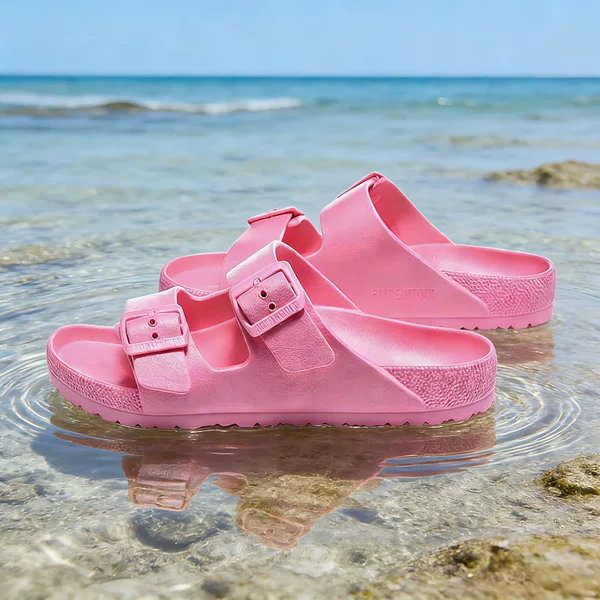 Foreign Trade Birkenstock Shoes for Women, Arizona Summer Outdoor Double-Buckle Eva Sandals, Waterproof, Non-Slip, Ultra-Light Beach Sandals for Men