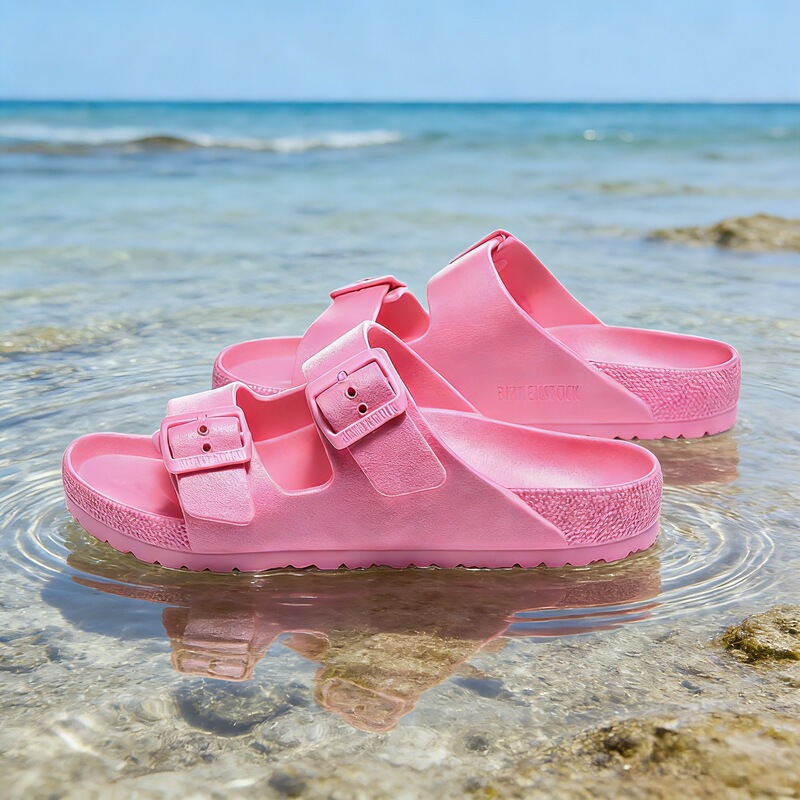 Foreign Trade Birkenstock Shoes for Women, Arizona Summer Outdoor Double-Buckle Eva Sandals, Waterproof, Non-Slip, Ultra-Light Beach Sandals for Men