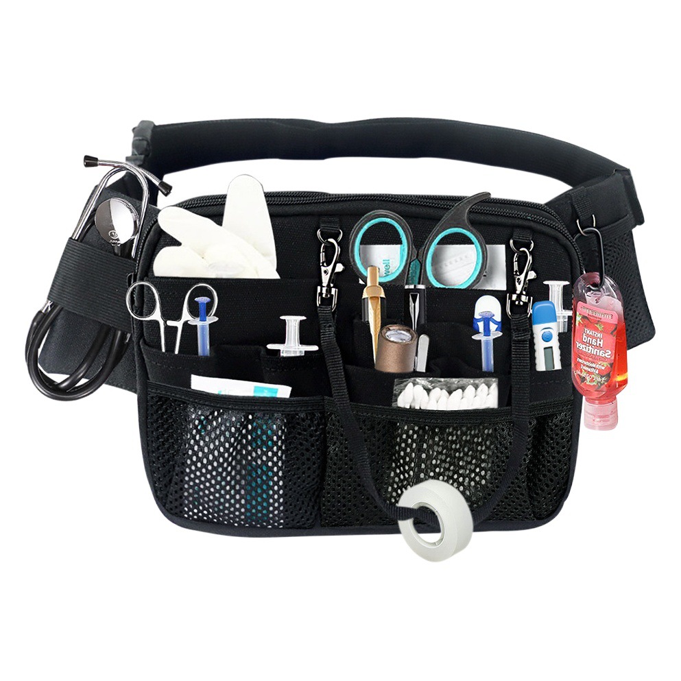 Amazon multi-compartimento y soporte de cinta multifuncional cinturón ajustable enfermería cintura bolsa enfermeras Fanny p
