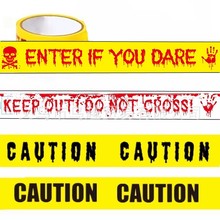 跨境万圣节警示胶带英文CAUTION 黄色警示语胶带DIY装饰警戒