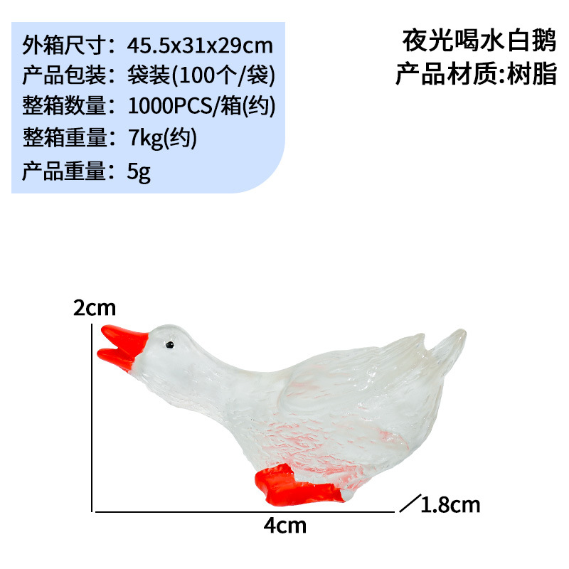 Beber agua, ganso blanco fluorescente