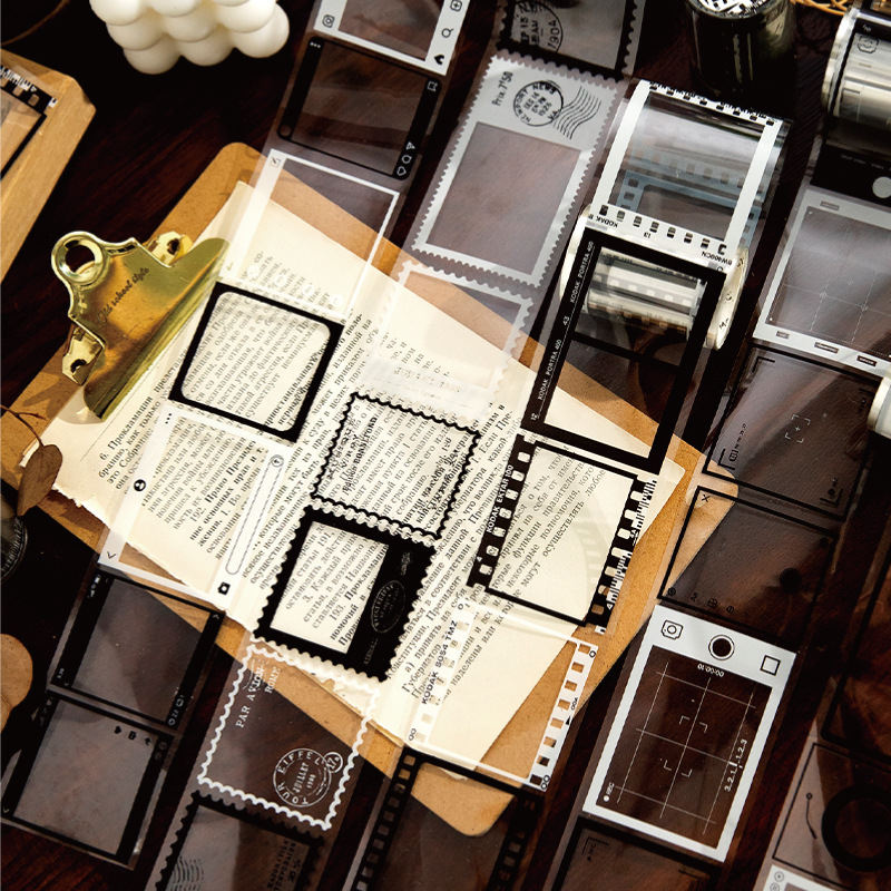 Crepúsculo máquina del tiempo serie cinta de PET película artística marco diario decoración material base 8