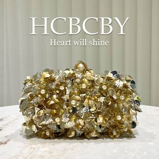 Gold Glitter Flower Sequin Decoration Ladies Clutch Bag Ladies Fashion Elegant Elegant Evening Bag Dress Bag