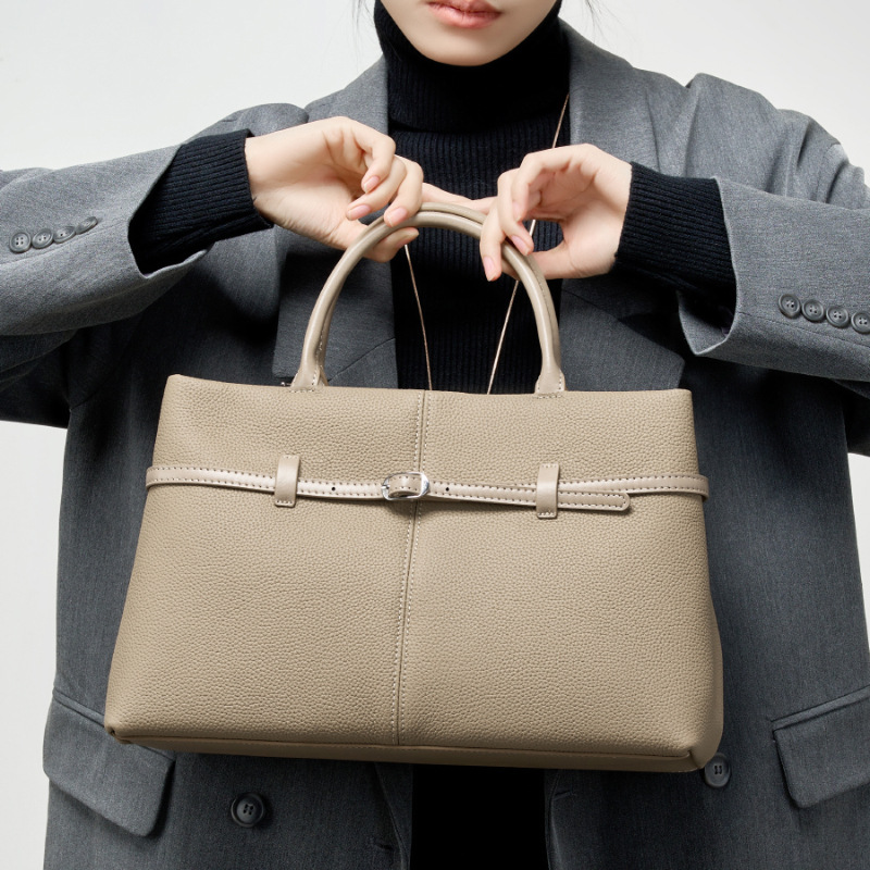 高级感真皮手提包女2025新款春夏大容量通勤铂金包女士包包公文包