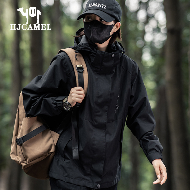 Camel HJCAME2024 Autum New Outdoor Water-repellent Hooded Jacket for Men and Women Mountain Style Detachable Jacket