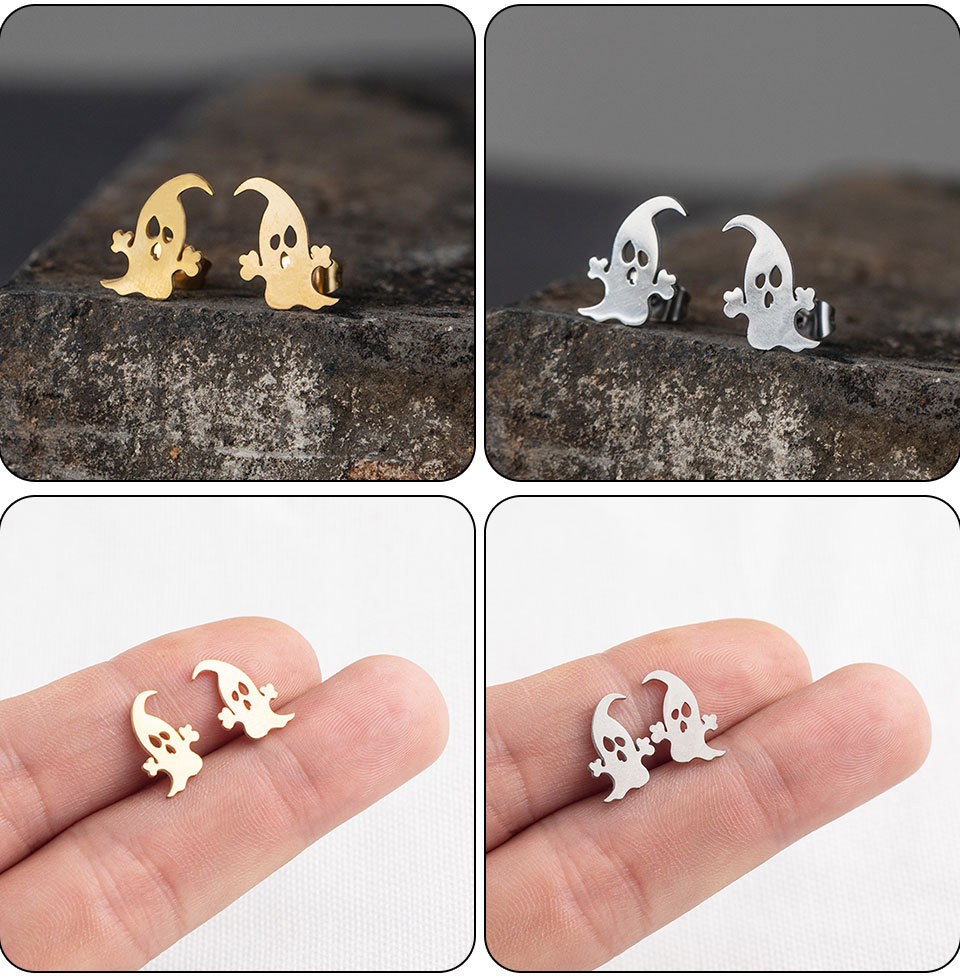 Simple stainless steel Halloween pumpkin earrings wholesalepicture9