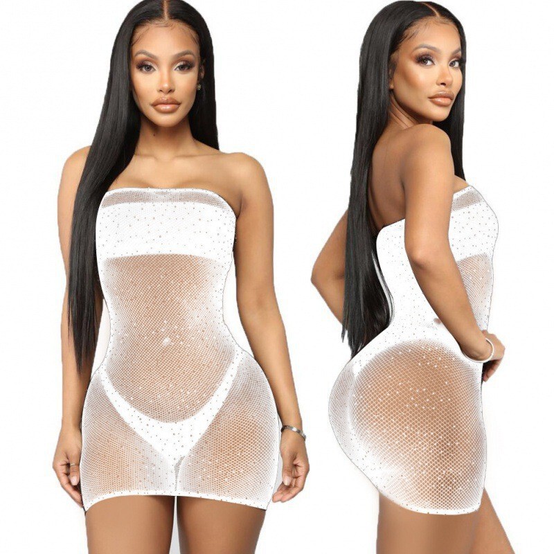Bustier-Style Starry Mesh Hollow-Out Sexy Nightgown Plus-Size Date Outfit Seductive Lingerie Set Semi-Transparent Bustier-Style Starry Mesh Hollow-Out Sexy Nightgown Plus-Size Date Outfit Seductive Lingerie Set Semi-Transparent