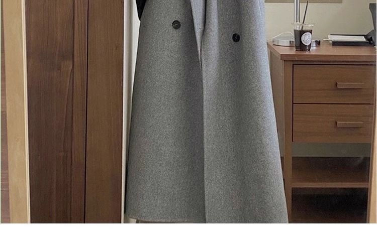 "Koreanischer Oversize-Mantel aus Wollmischung, langer Trenchcoat für Damen mit Revers in Beige/Pink/Grau/Taupe/Schwarz/Lila"_voghion.com