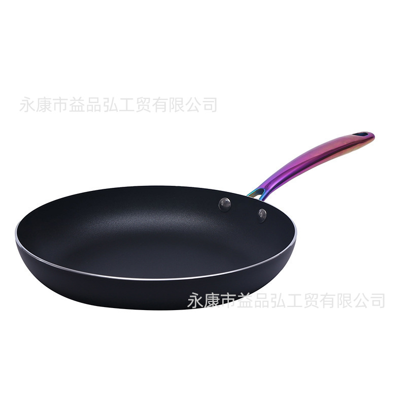 Doble FONDO DE ALUMINIO sartén filete pan de aluminio fondo plano menos negro de humo estilo coreano colorido antiadherente sartén pan de regalo